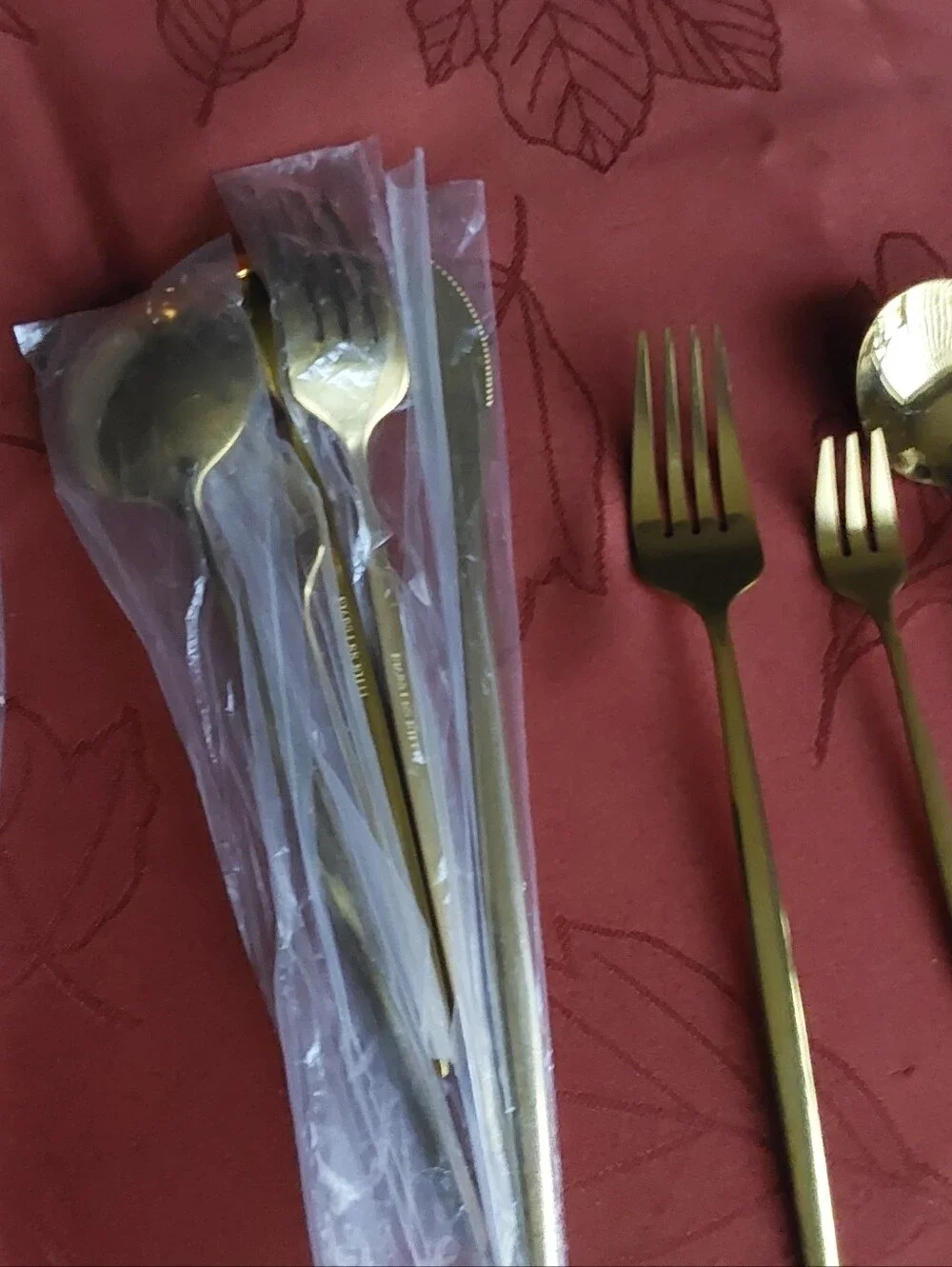 Stainless Steel Flatware Set in Gold Tone - Modern Home Dining Sets Of 30